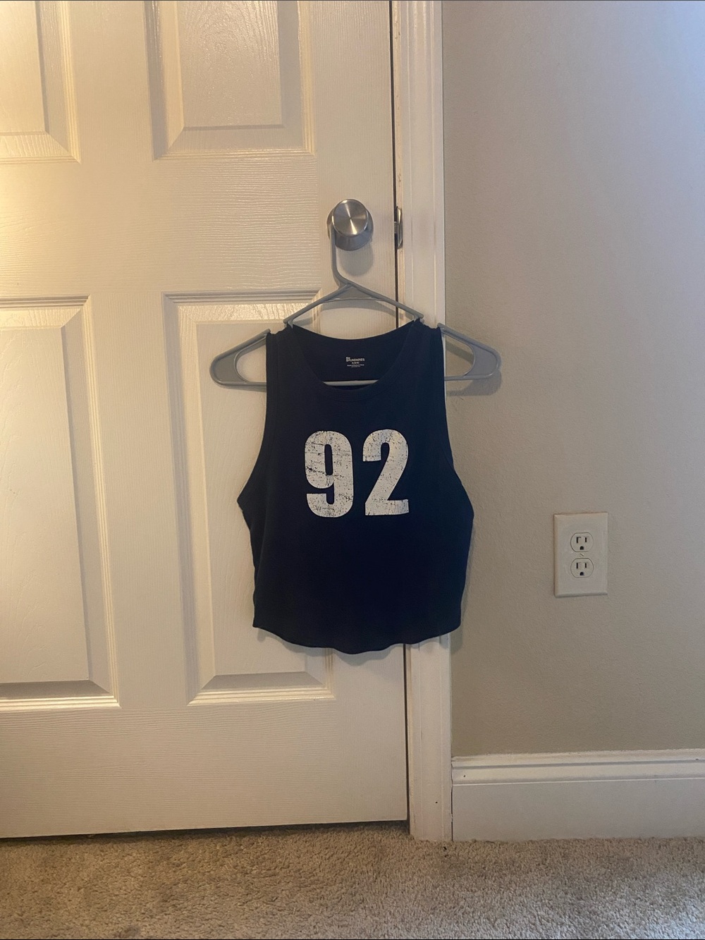 No Boundaries Black Tank Top with White "92" Graphic
